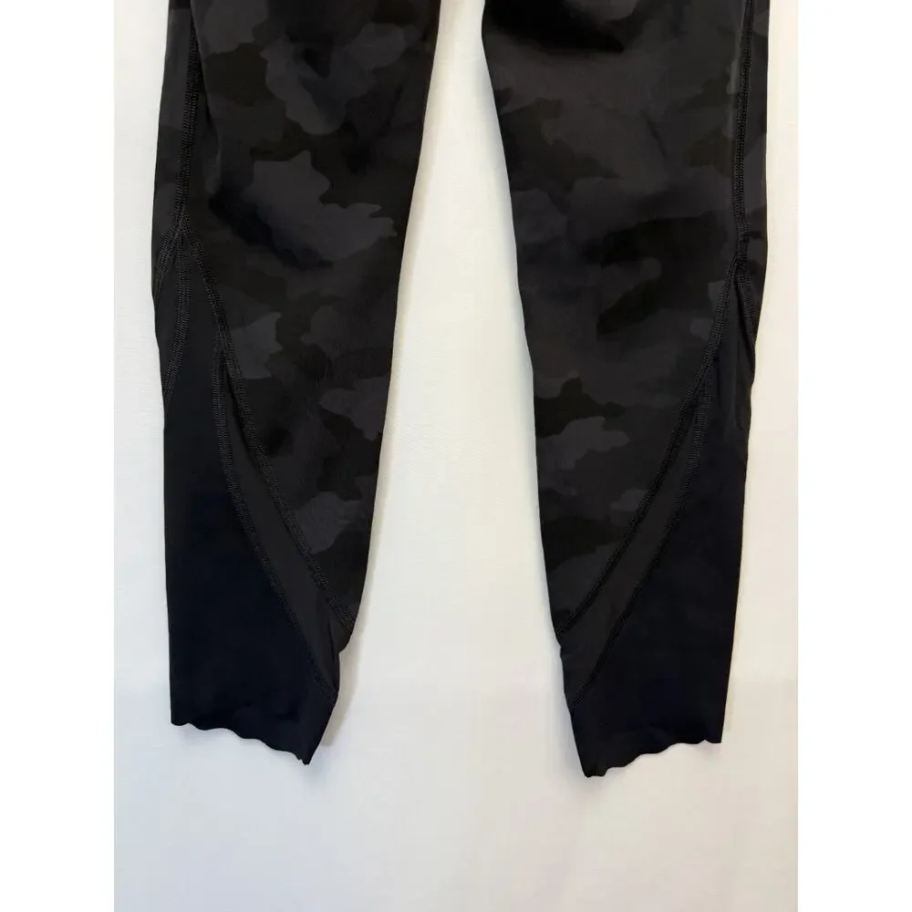 Lululemon Women's Black Gray Camouflage Fast and Free high‎ rise Leggings